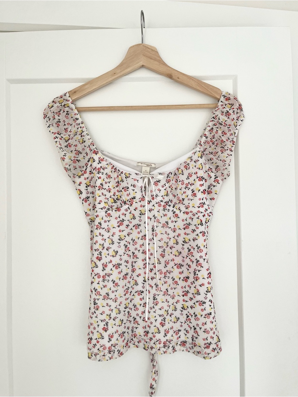 Y2K Floral Mesh Overlay Milkmaid Top